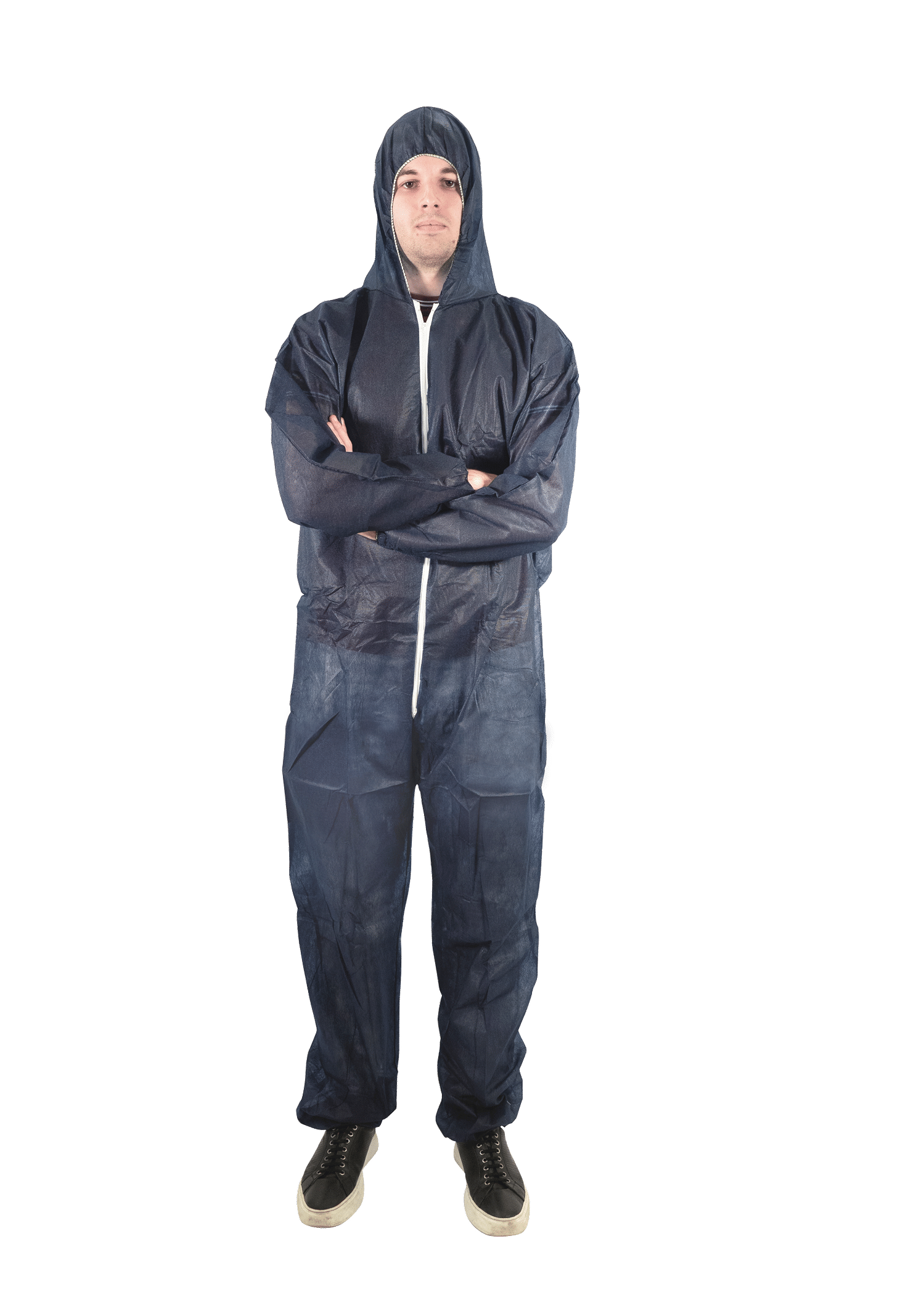 Combinaison jetable noire avec cagoule intégrée