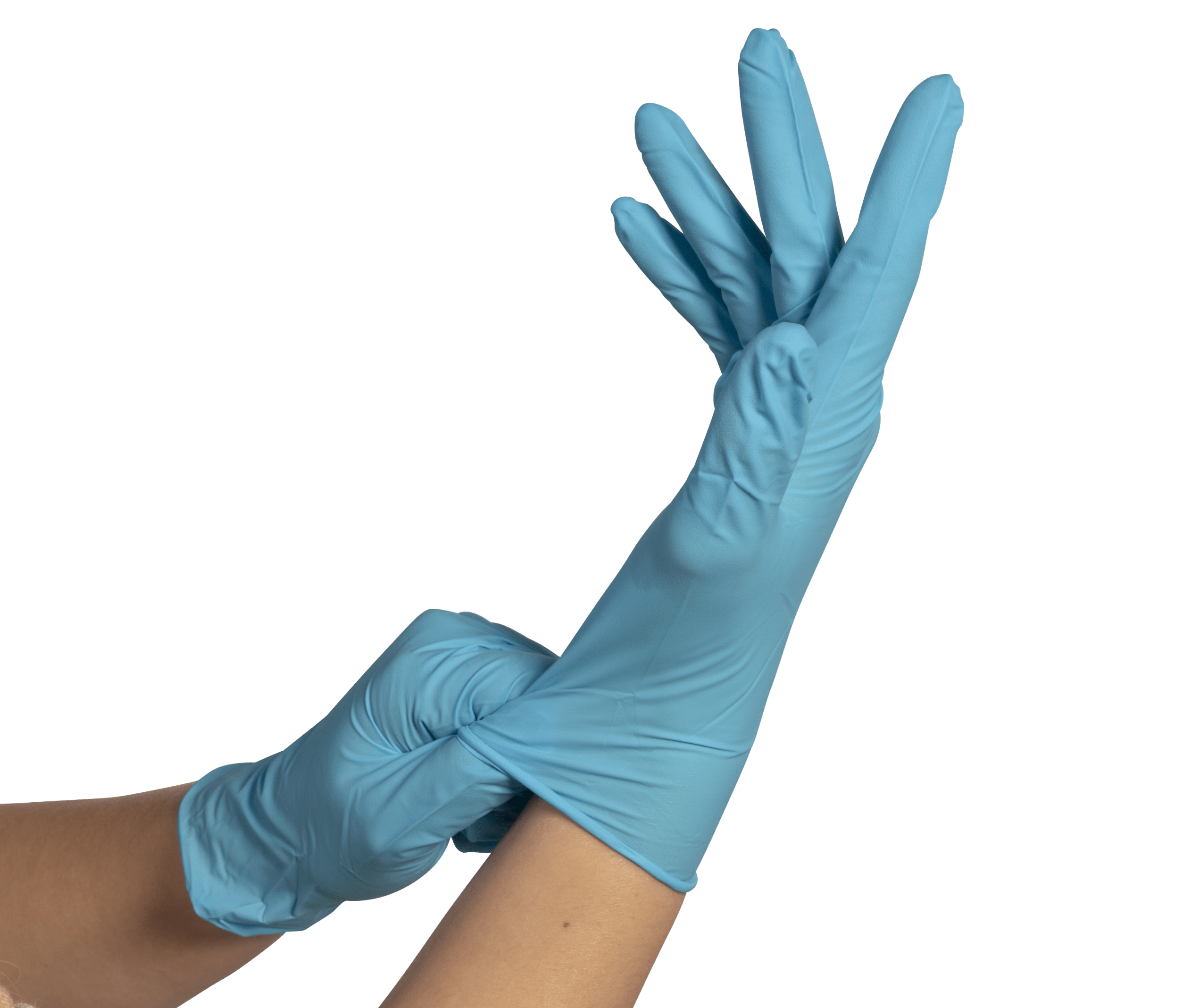 Gants en nitrile non poudrés bleus EN374
