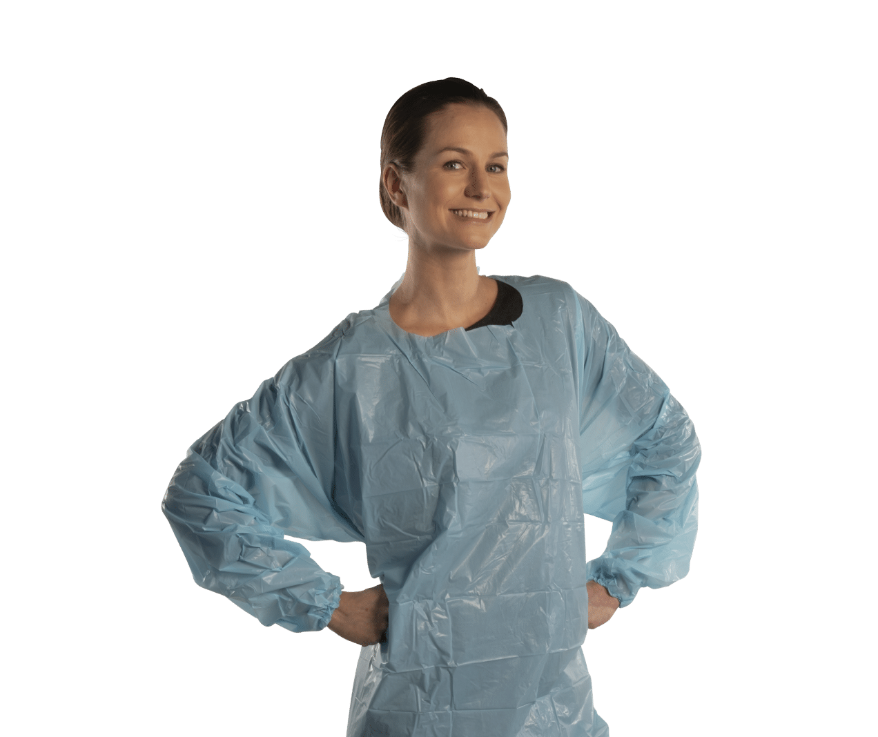 Tablier manches longues bleu