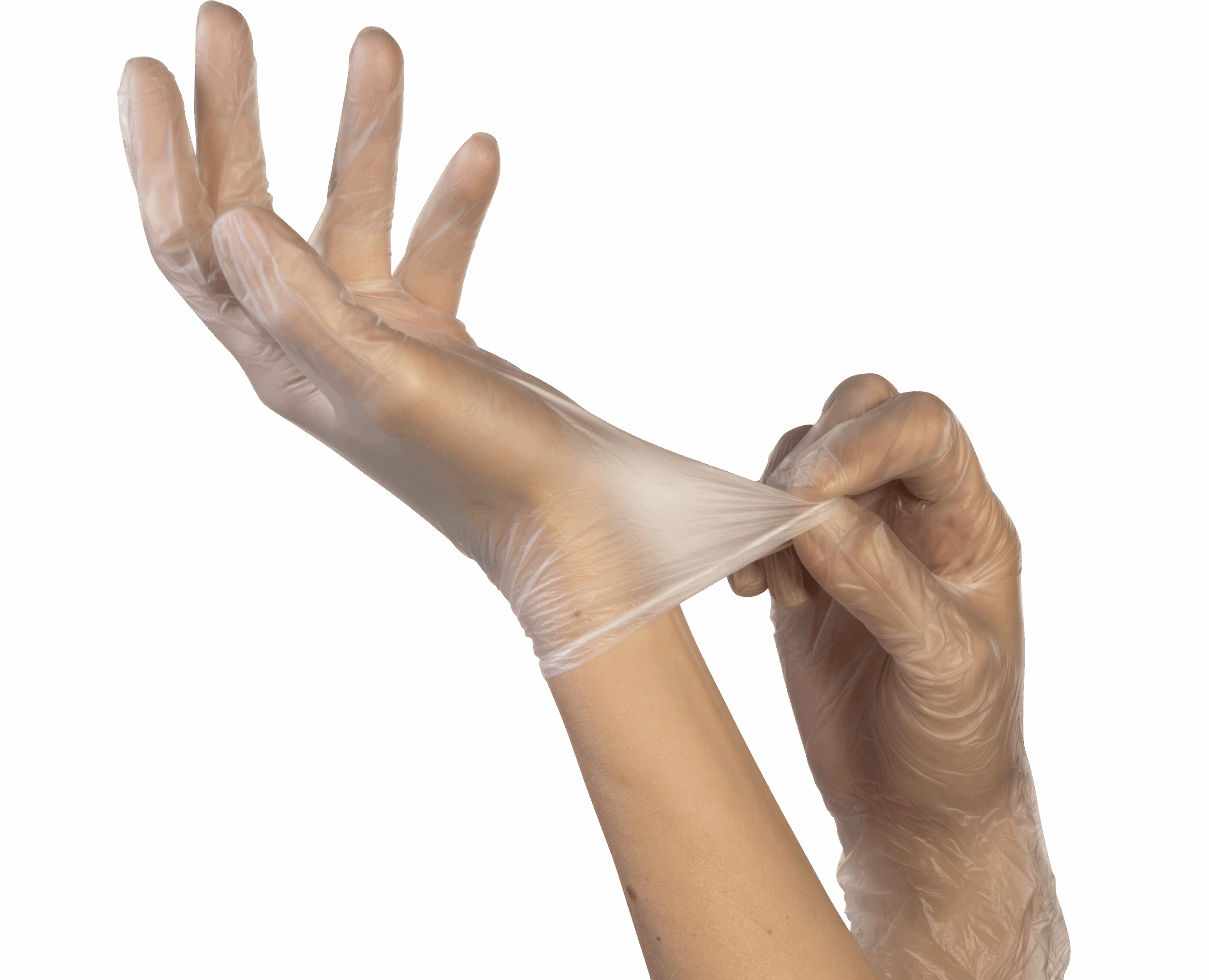 Gants en vinyle non poudrés naturels