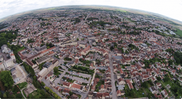 Vue aérienne de Romilly-sur-Seine, berceau de la création de Mutexil